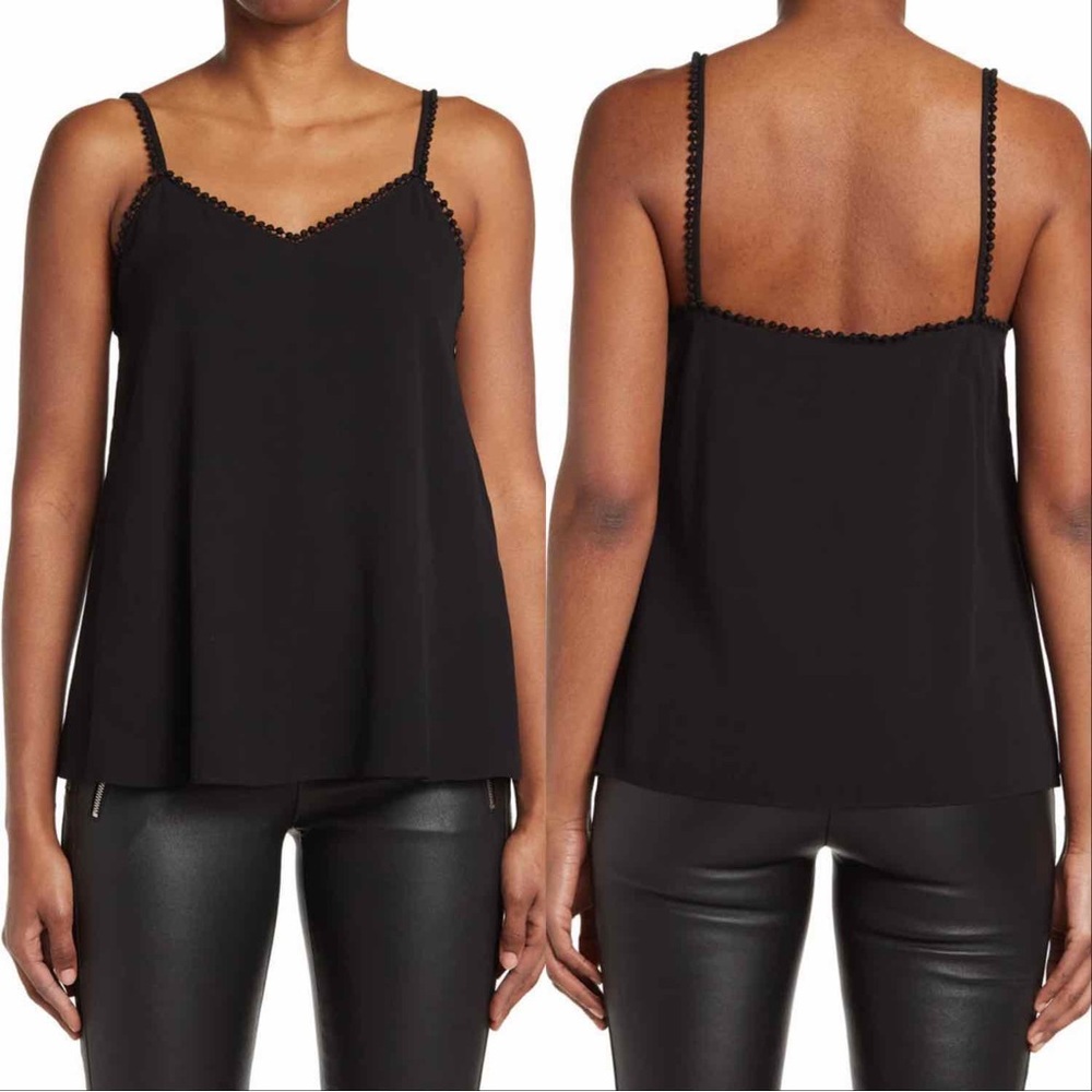Alexander McQueen Lace Trim Silk Camisole in Black, Size 38, NWT